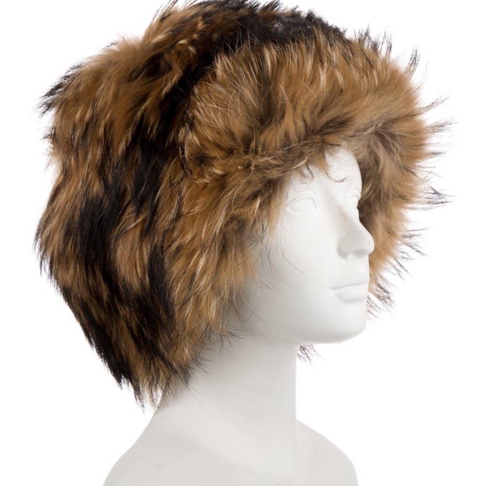 FENDI faux Fur Brown and Black Hat - apres ski snow hat